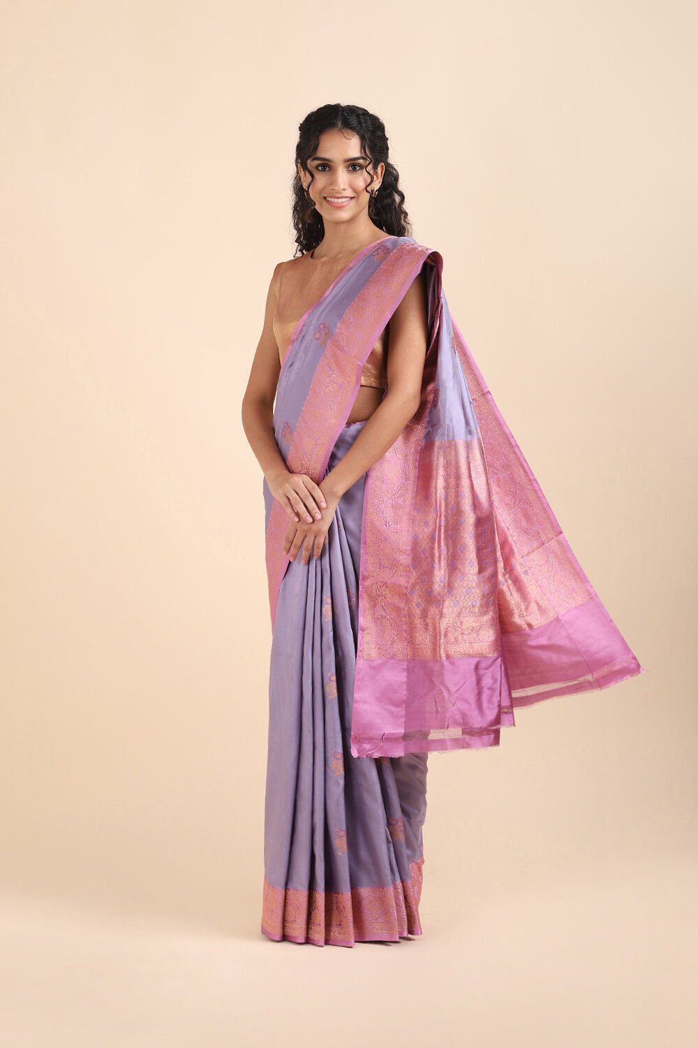 Grey Pure Silk Banarasi Saree image number null