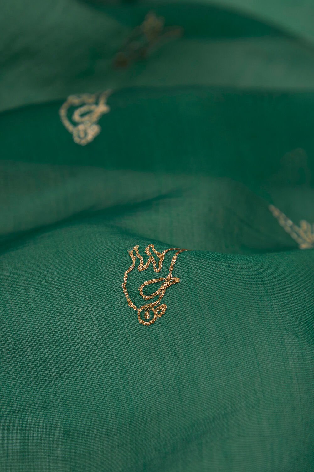 Green Pure Silk Cotton Embroidered Saree image number null