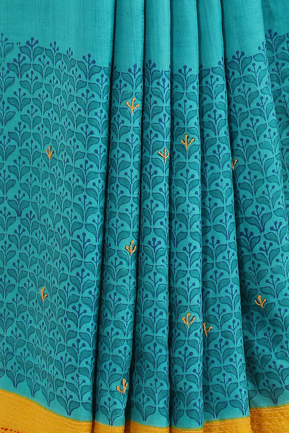 Light Pure Blue Silk Kantha Saree image number null