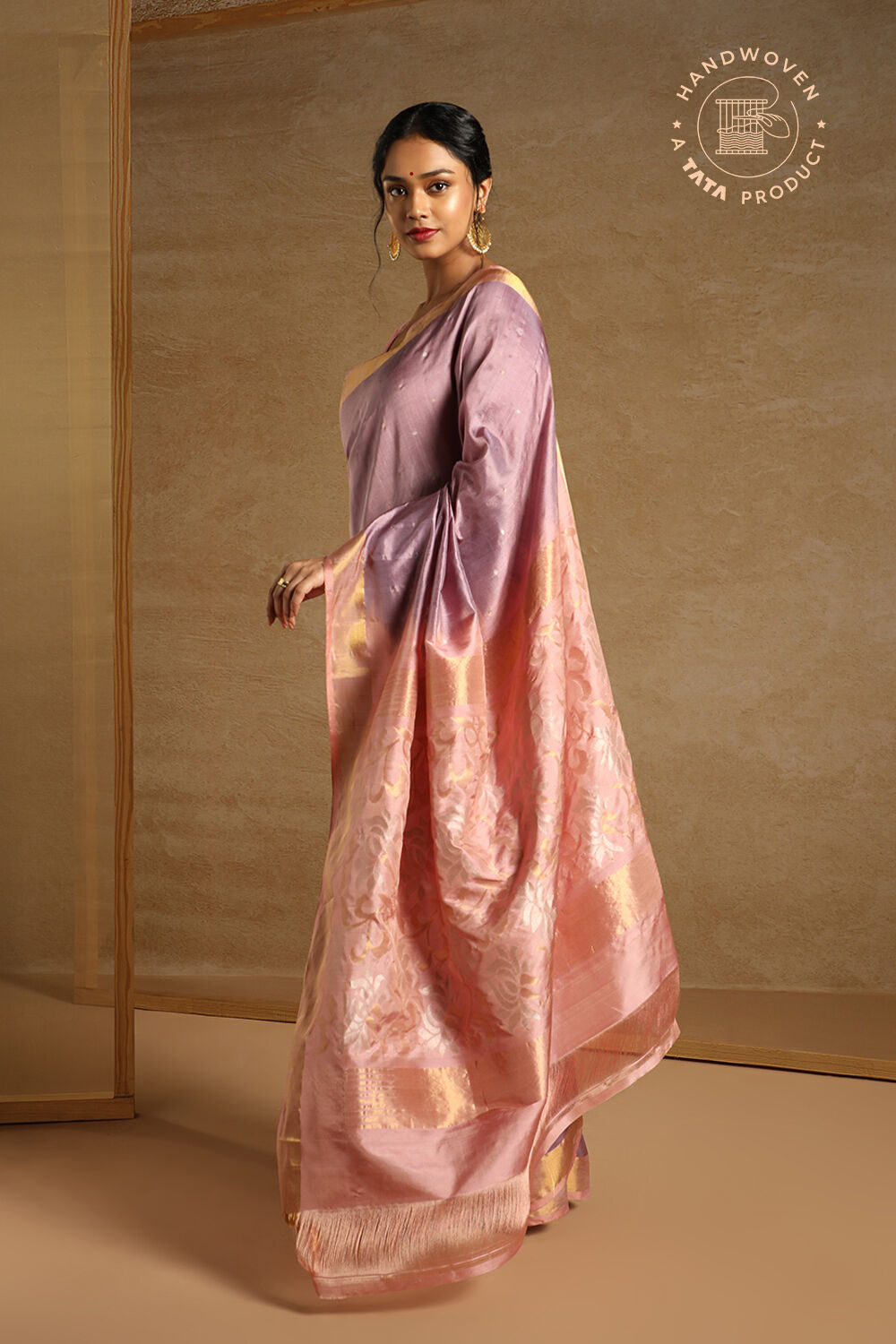 Light Violet Pure Silk Uppada Jamdani Saree image number null