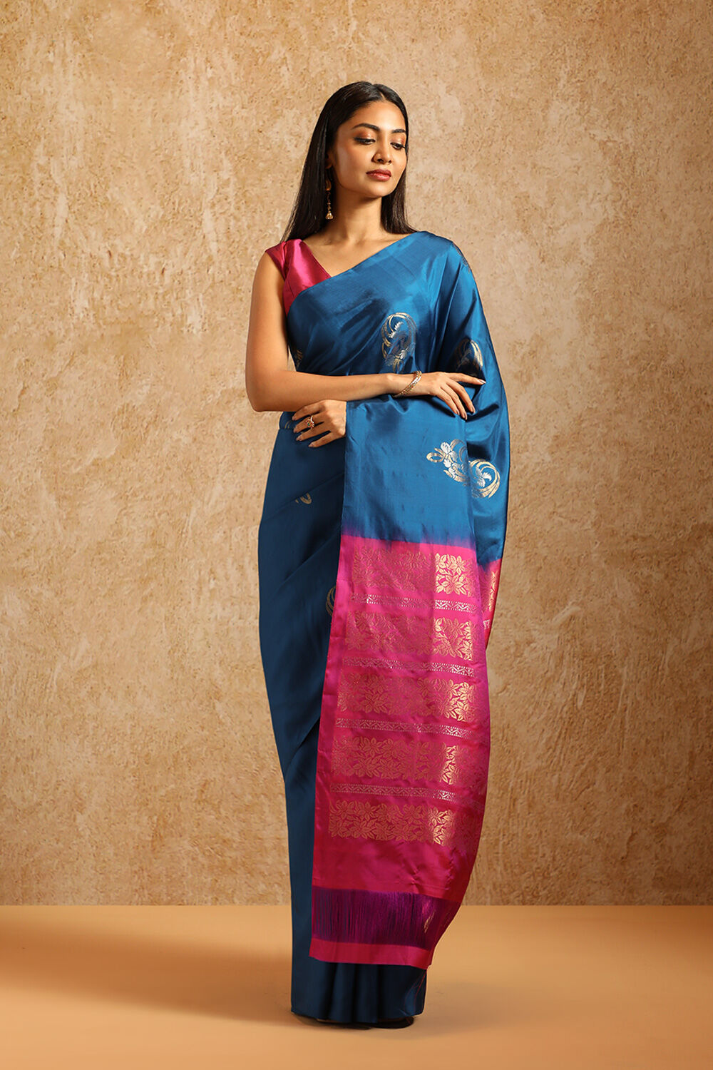 Blue South Pure Silk Woven Saree image number null
