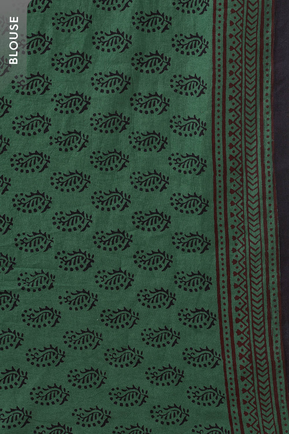 Dark Green Bagh Block Printed Pure Cotton Saree image number null