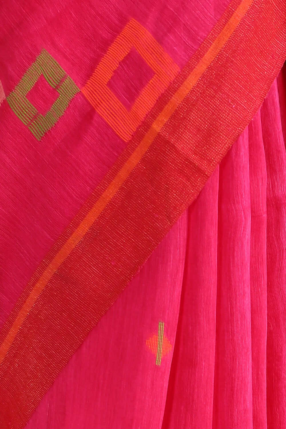 Pink Handwoven Jamdani Pure Silk Linen Saree image number null