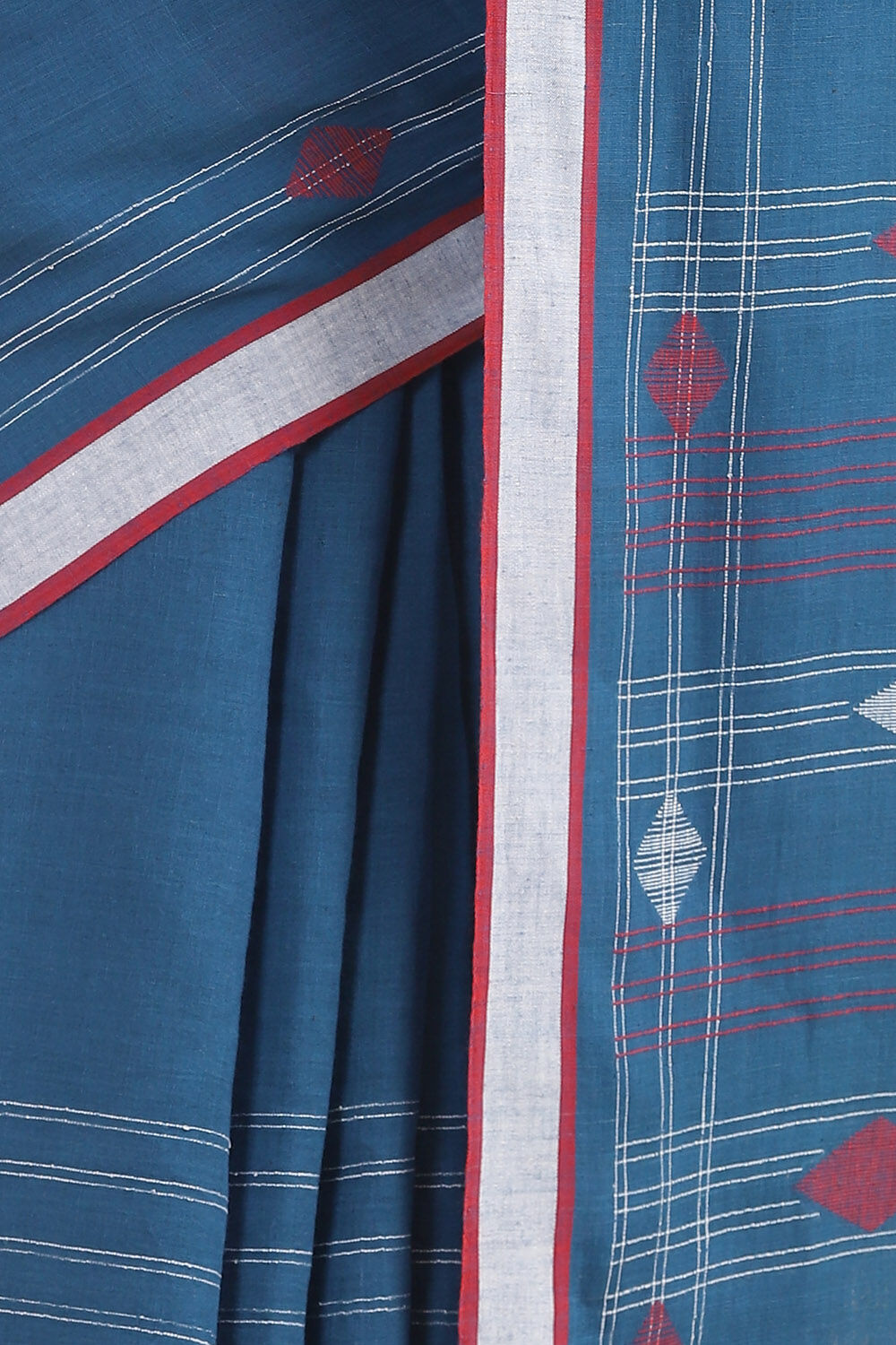 Blue Pure Cotton Jamdani Saree image number null