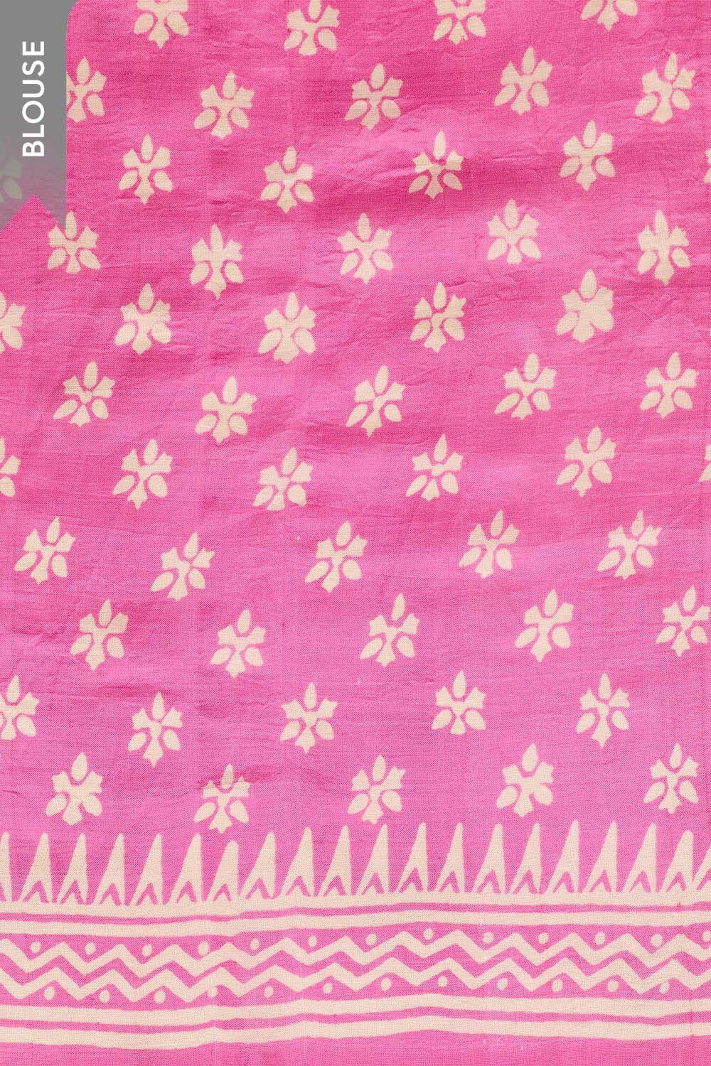 Pink Murshidabad Block Printed Pure Silk Saree image number null