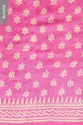 Pink Murshidabad Block Printed Pure Silk Saree thumbnail image number null