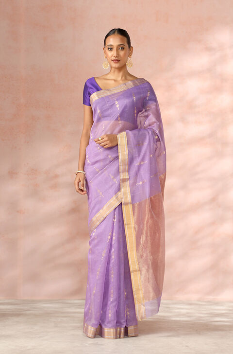 Purple Chanderi Pure Silk Cotton Woven Saree