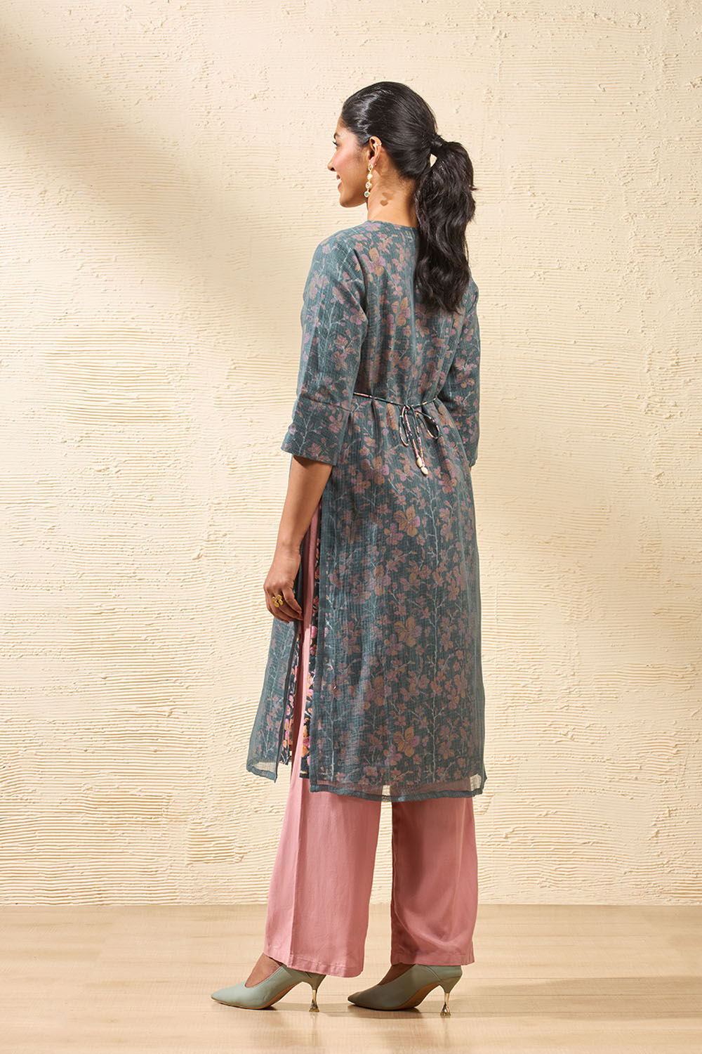 Dark Green Pure Kota Block Printed Sanganeri Kurta image number null