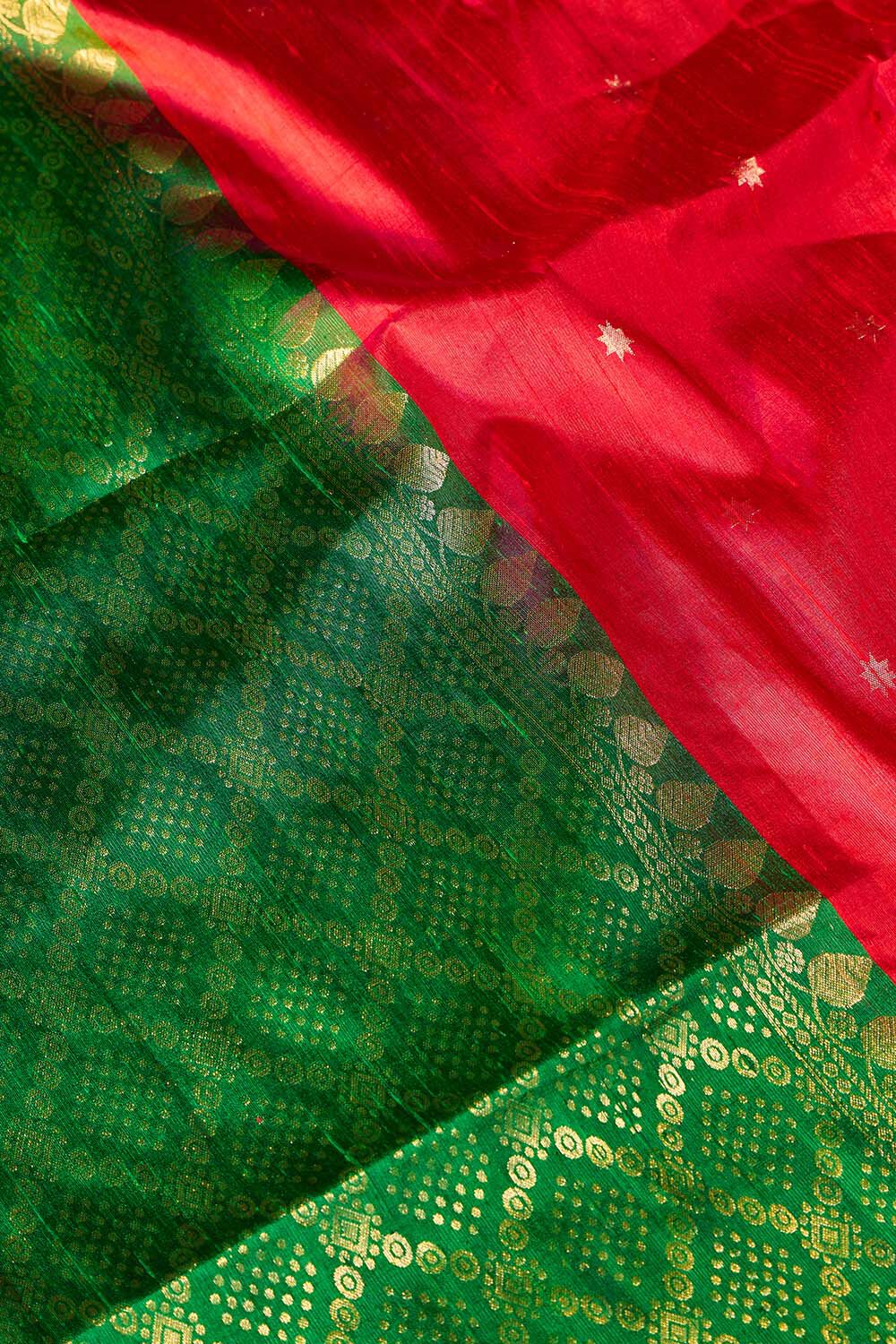 Red Woven Pure Soft Silk Saree image number null