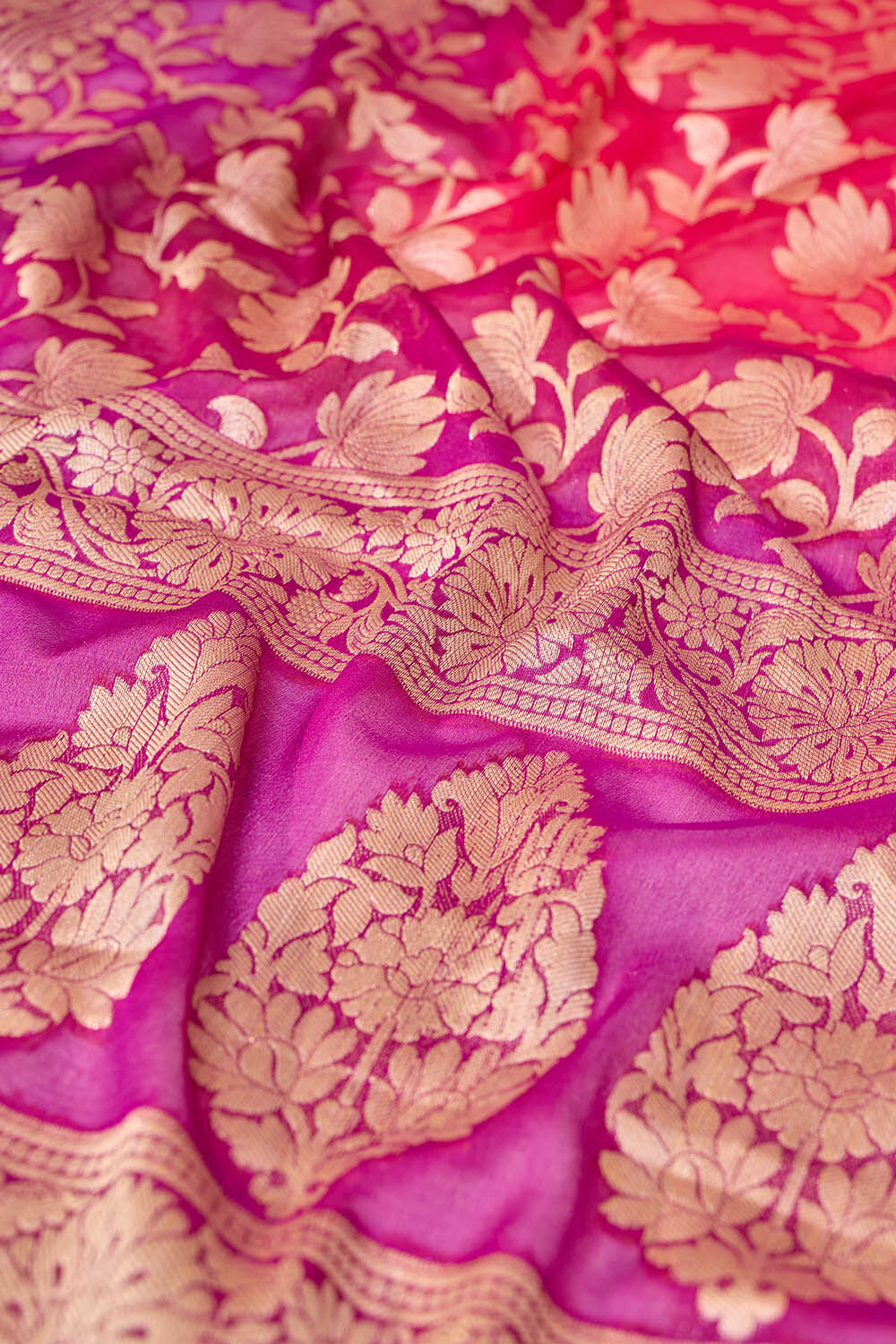 Pink Pure Silk Georgette Cutwork Banarasi Saree image number null