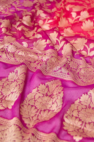 Pink Pure Silk Georgette Cutwork Banarasi Saree thumbnail image number null