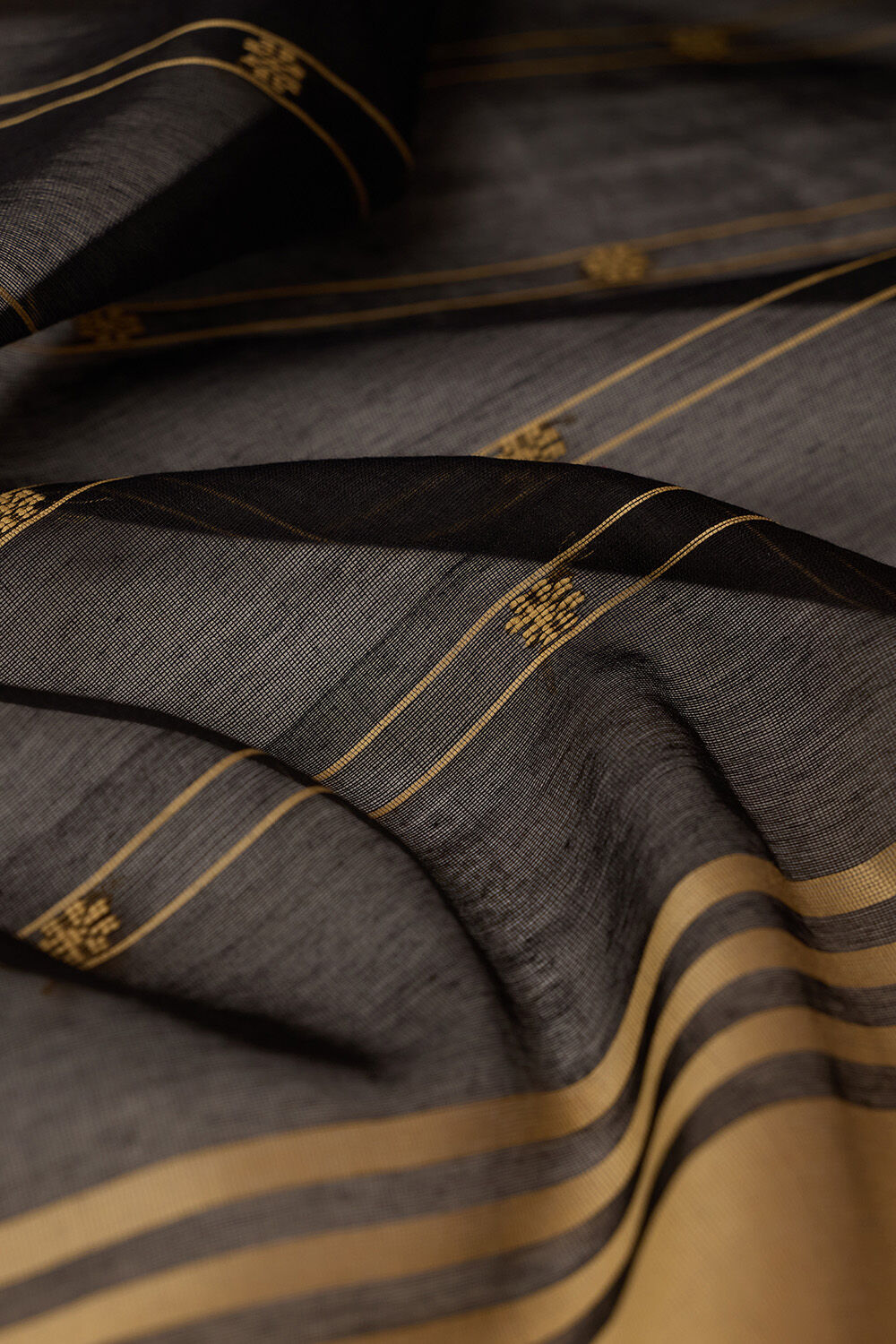 Black Woven Pure Silk Cotton Chanderi Saree image number null