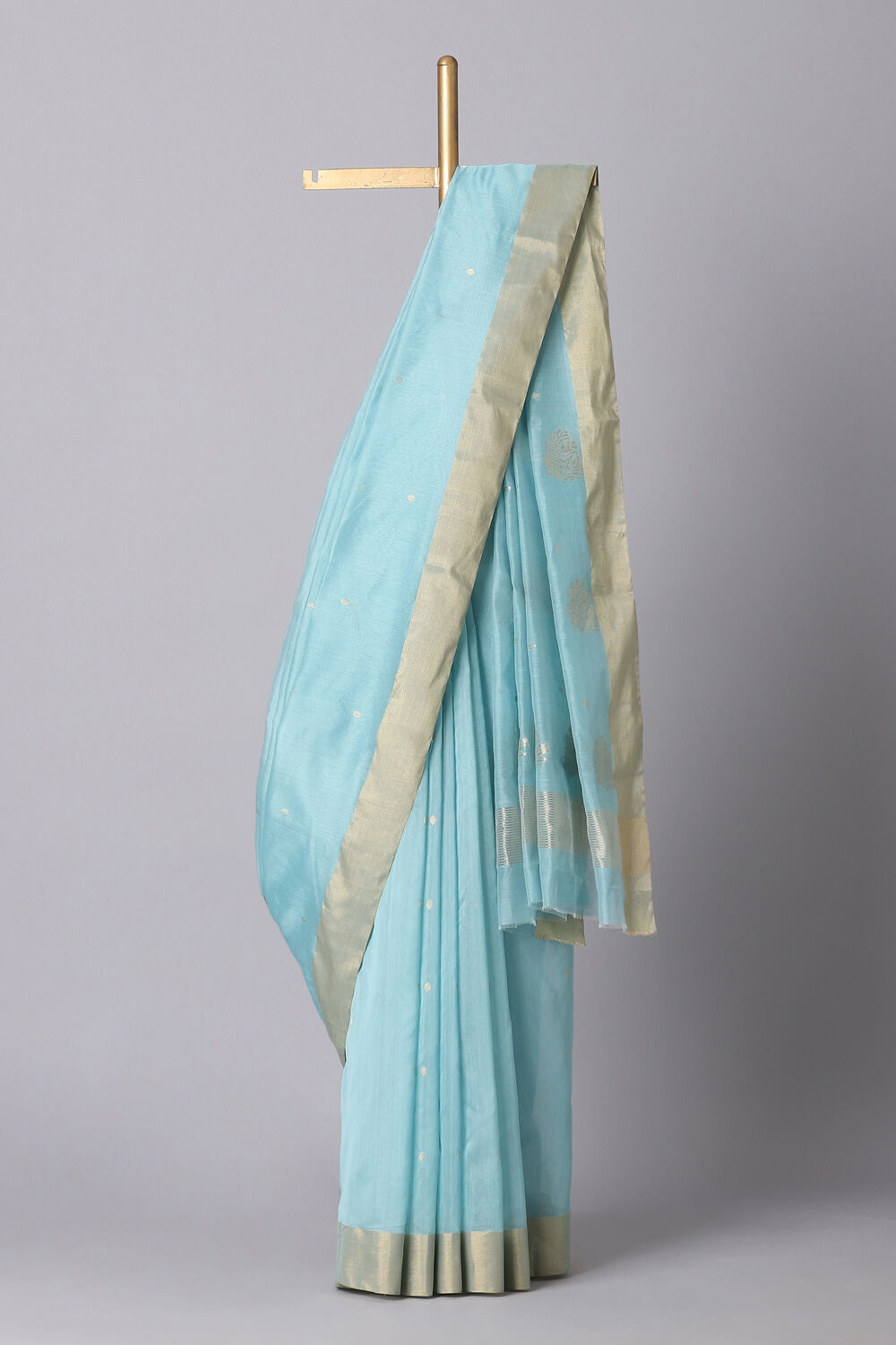 Light Blue Pure Silk Cotton Chanderi Saree image number null
