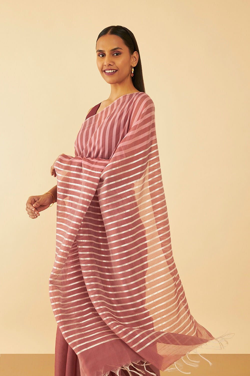 Dark Pink Bhagalpur Woven Pure Tussar Viscose Saree image number null