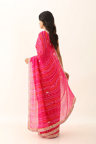 Pink Pure Silk Chiffon Gota Patti Saree thumbnail image number null