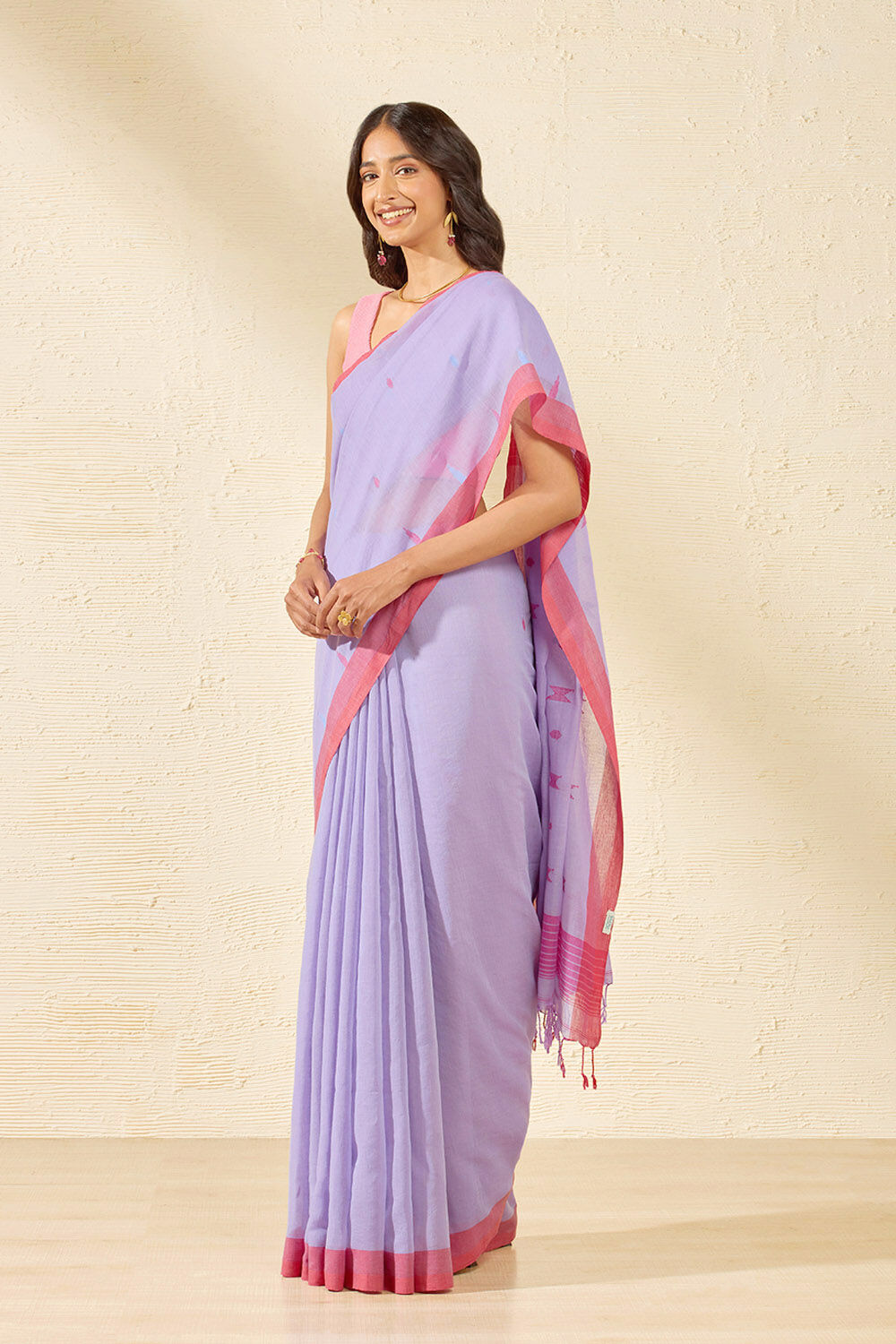 Purple Bengal Pure Cotton Jamdani Saree image number null