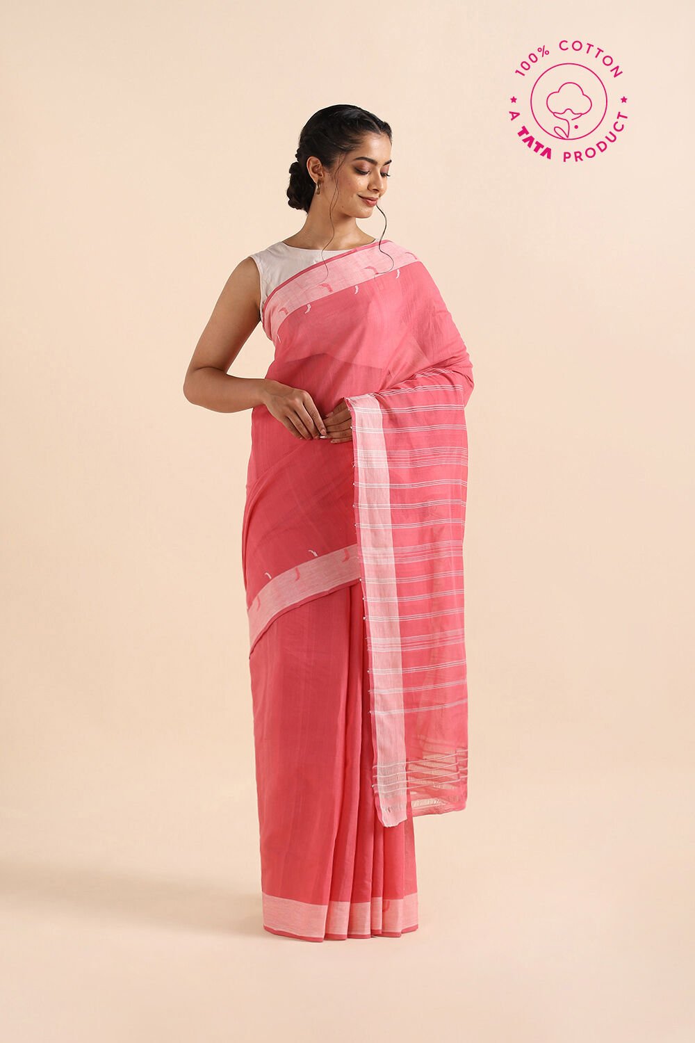Red Pure Cotton South Saree image number null