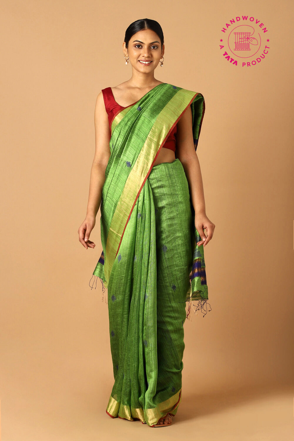 Green Pure Silk Vanya Jamdani Saree image number null