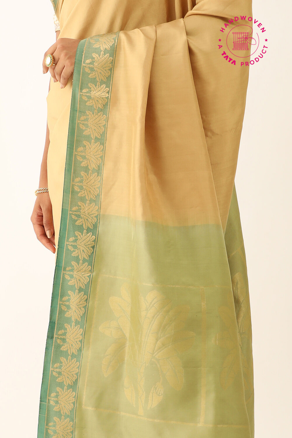 Beige Woven Pure Soft Silk Saree image number null