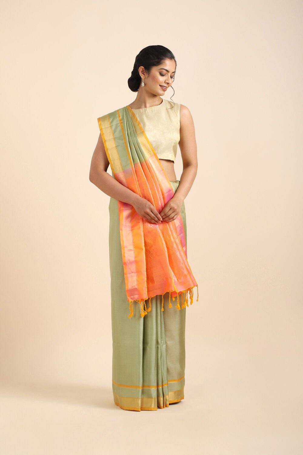 Light Green Pure Soft Silk Saree image number null