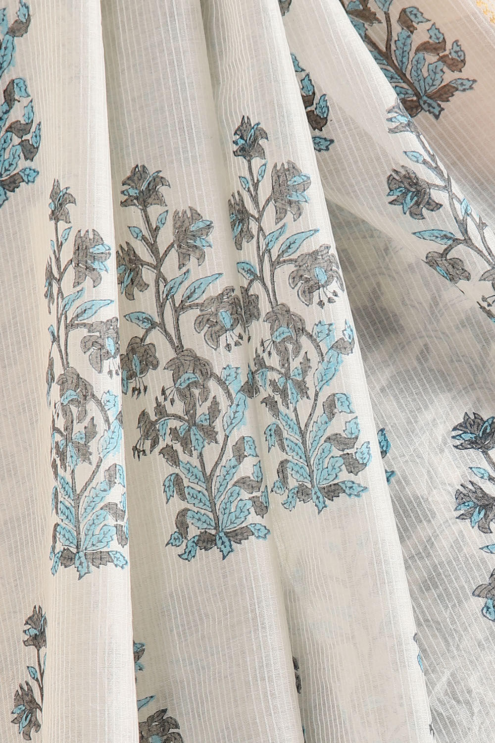 Off White Pure Silk Cotton Sanganeri Printed Saree image number null