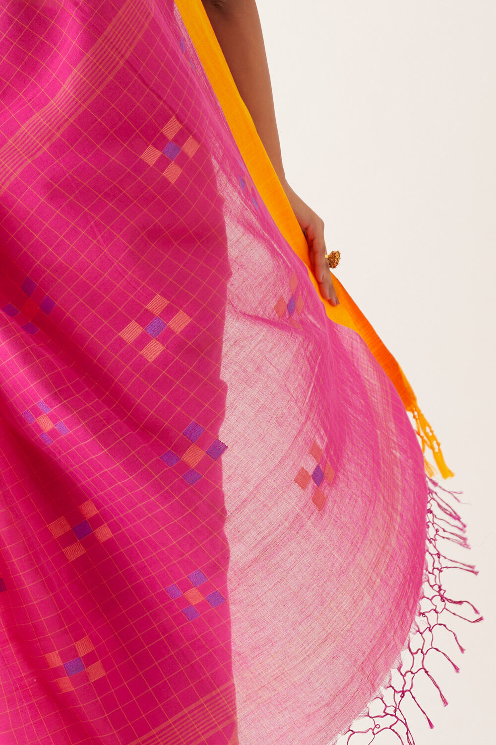 Pink Pure Cotton Jamdani Saree image number null