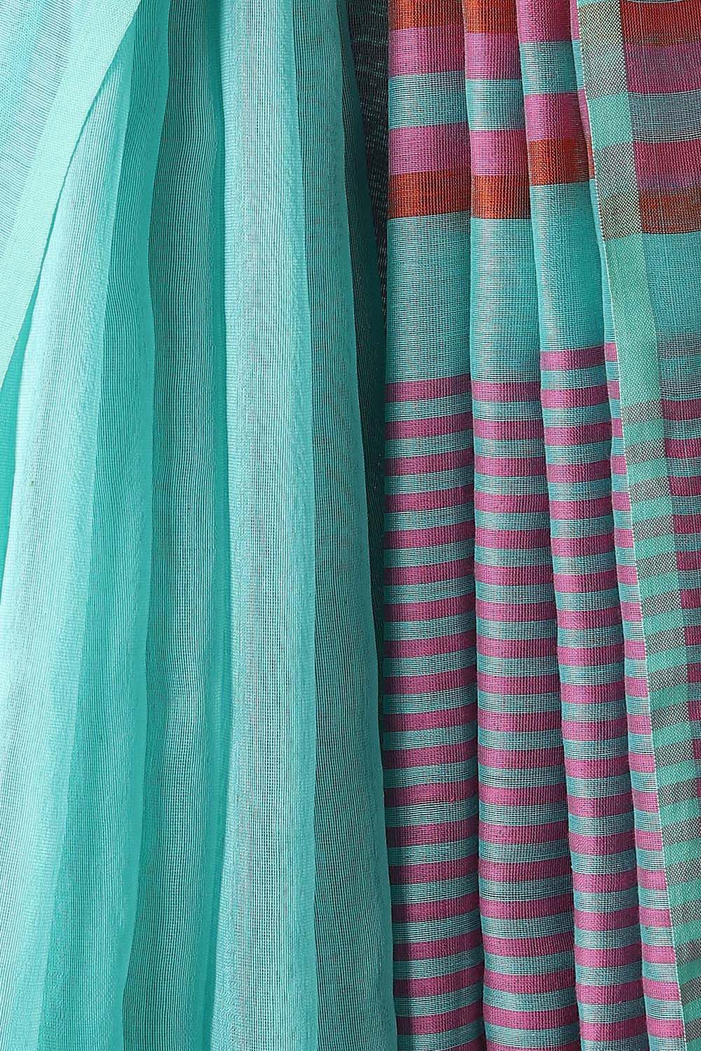 Light Green Pure Silk Cotton Jamdani Saree image number null