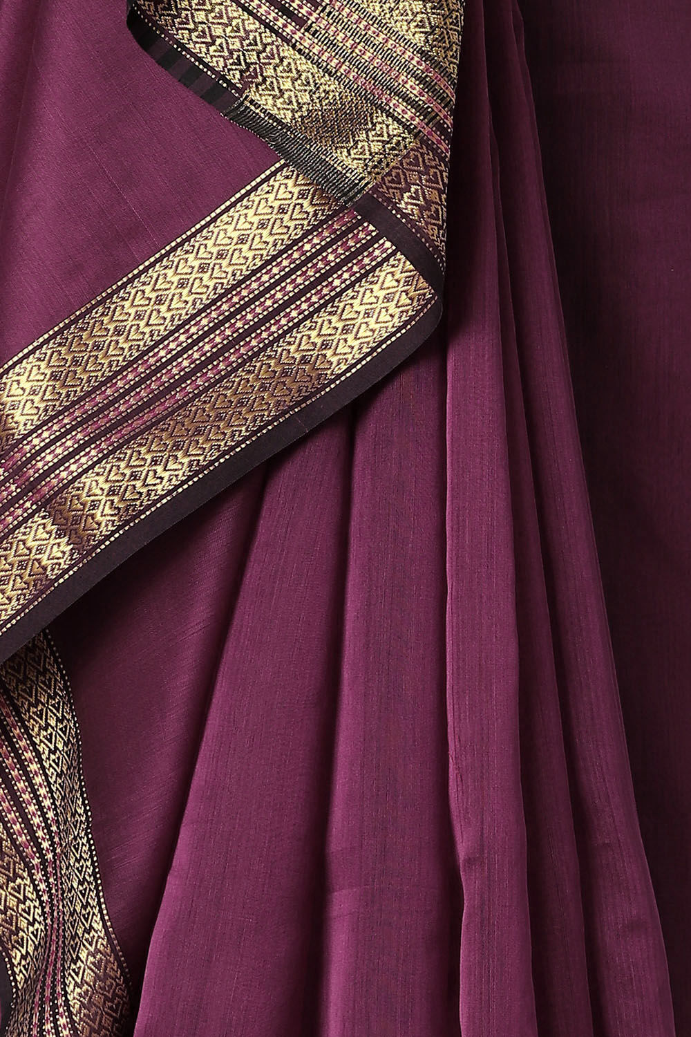Violet Pure Silk Cotton Maheswari Saree image number null