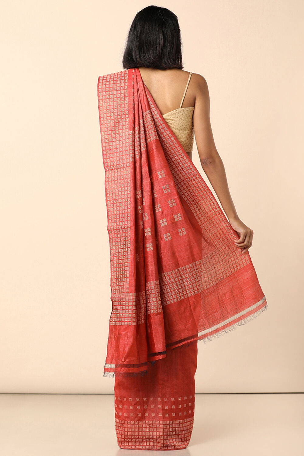 Light Pink Pure Silk Tussar Woven Saree image number null