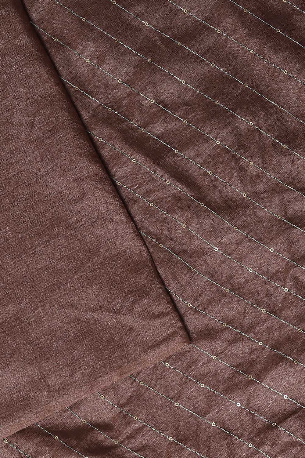 Brown Tussar Embroidered Unstitched Suit Set image number null
