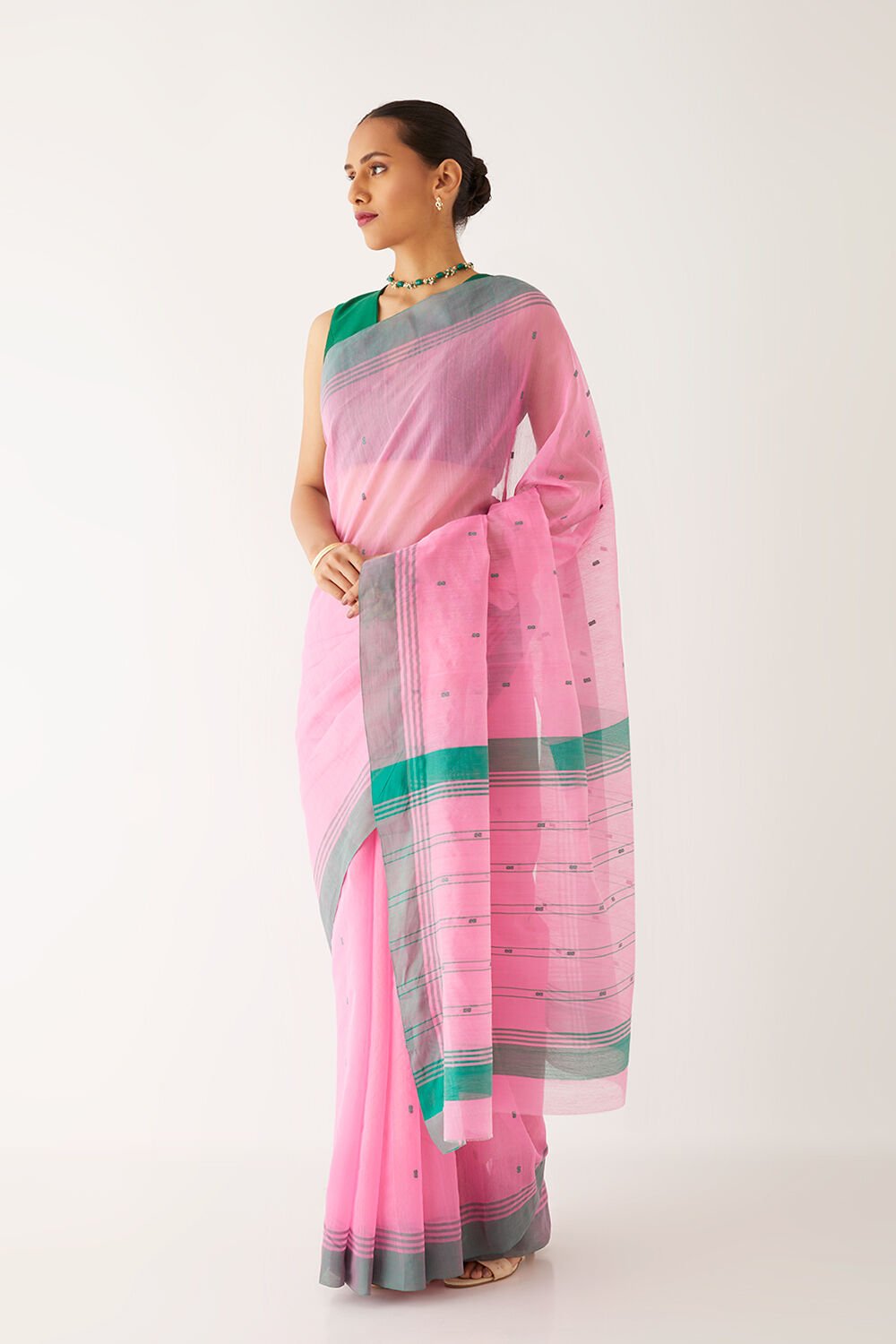 Pink Pure Silk Cotton Chanderi Saree image number null