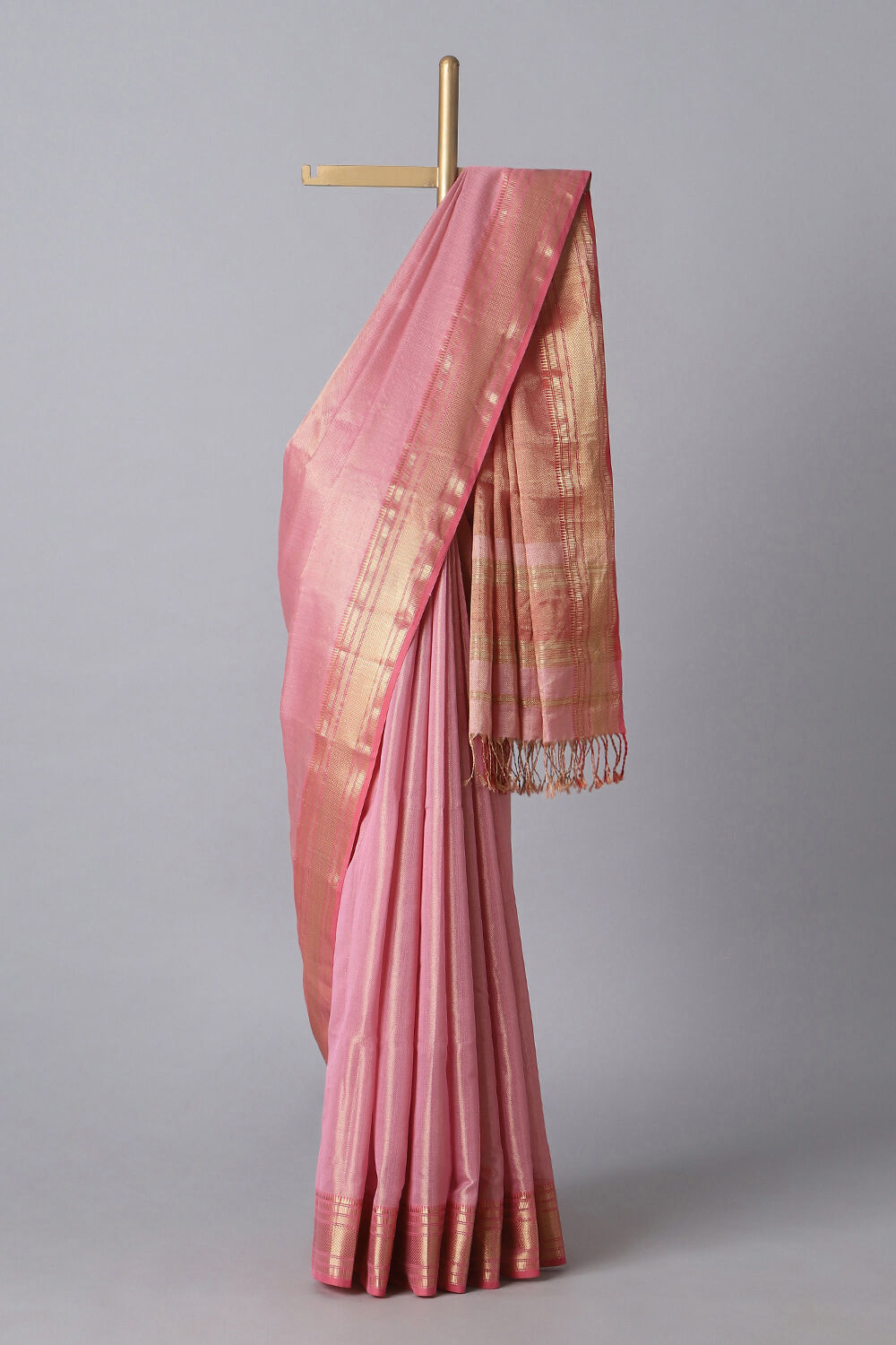 Light Pink Pure Silk Cotton Maheshwari Saree image number null
