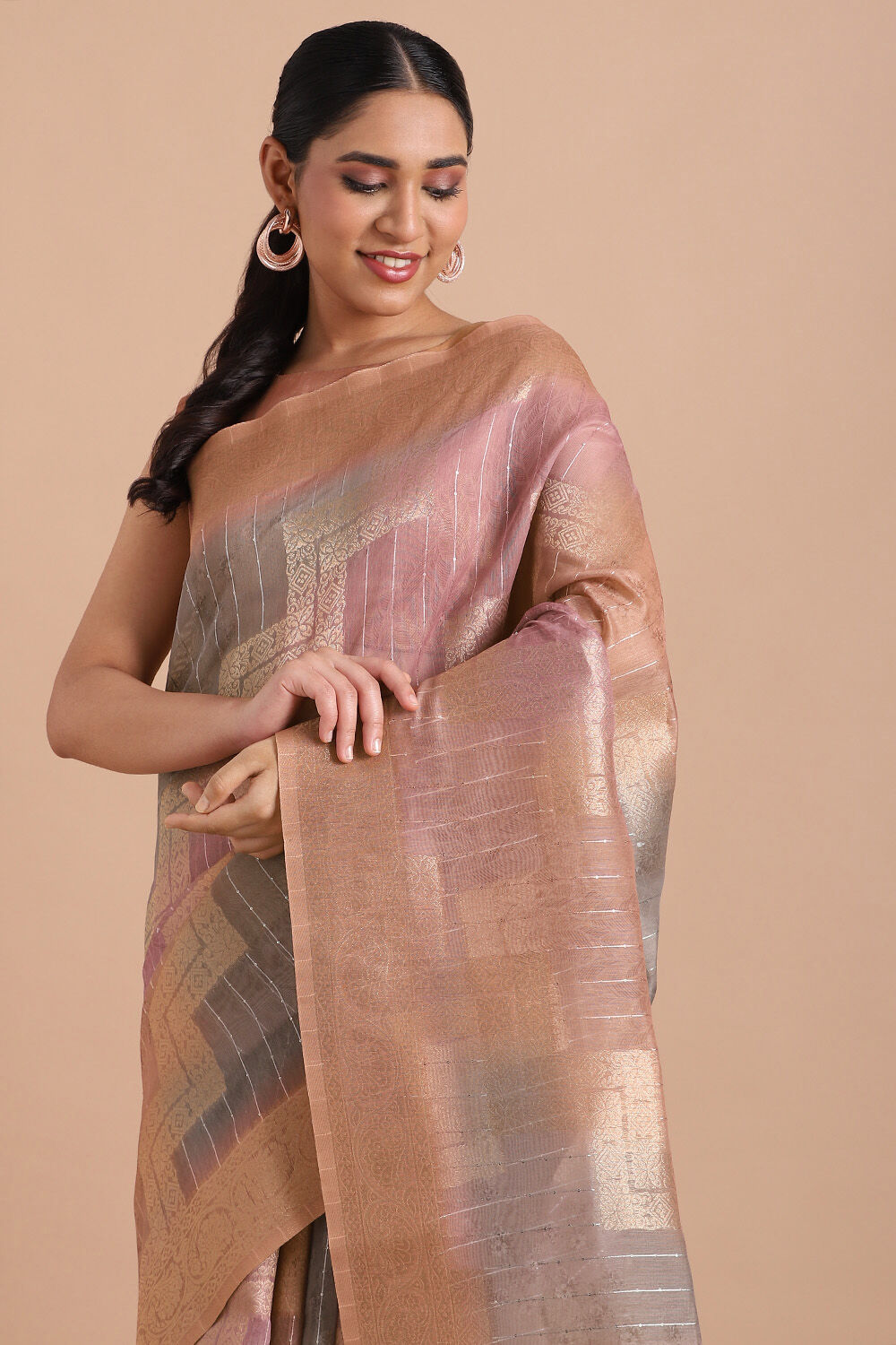Pink Pure Embroidered Saree image number null