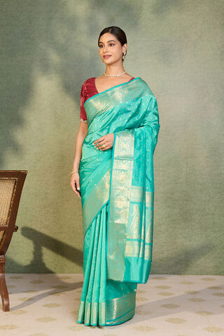 Blue Silk Viscose Cutwork Banaras  Saree thumbnail image number null