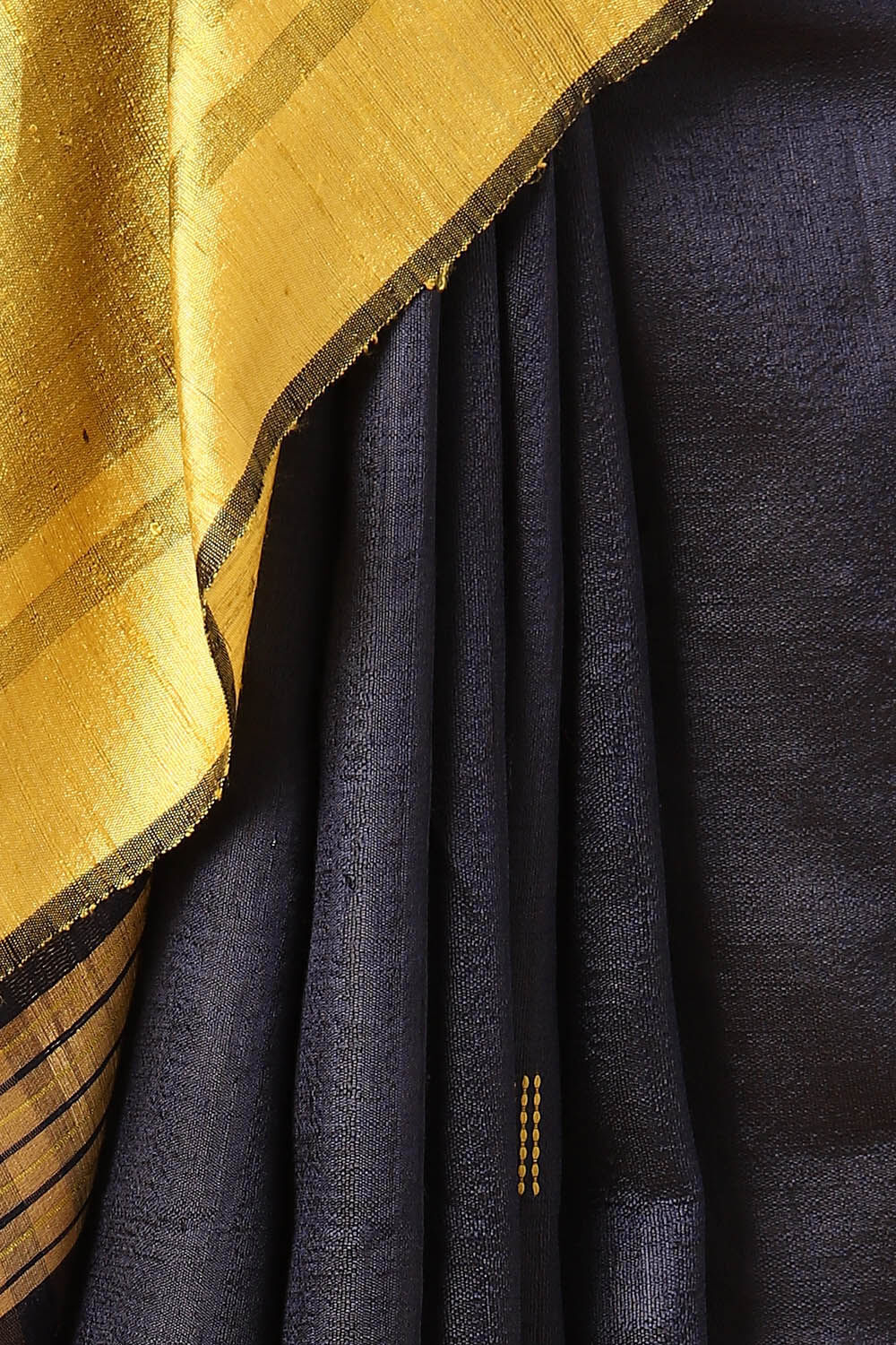 Dark Blue Pure Tussar Silk Bhagalpuri Saree image number null