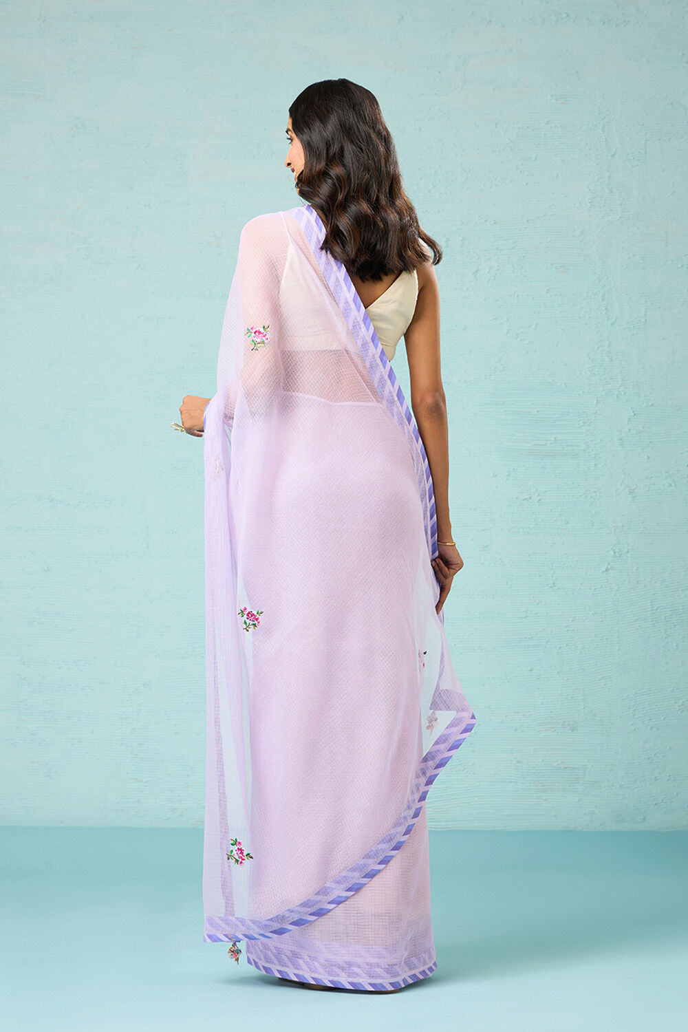 Violet Pure Kota Embroidered Saree image number null