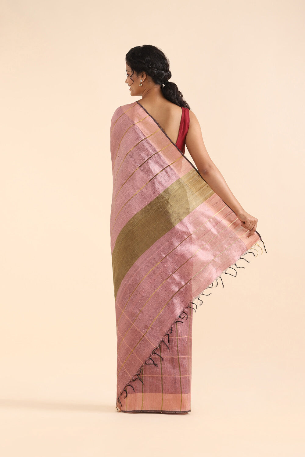Light Pink Pure Tussar Silk Bhagalpuri Saree image number null