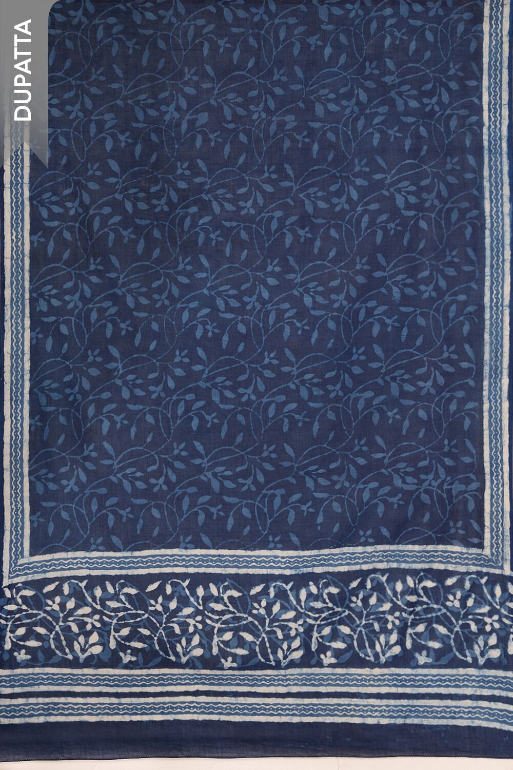 Dark Blue Pure Cotton Dabu Block Printed Unstitched Suit Set image number null