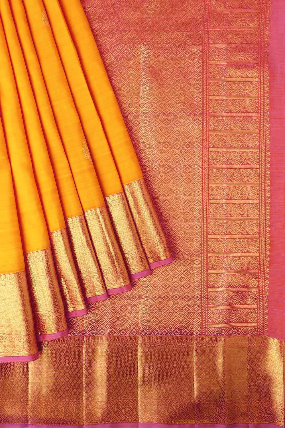 Yellow Pure Silk Kanjivaram Saree image number null