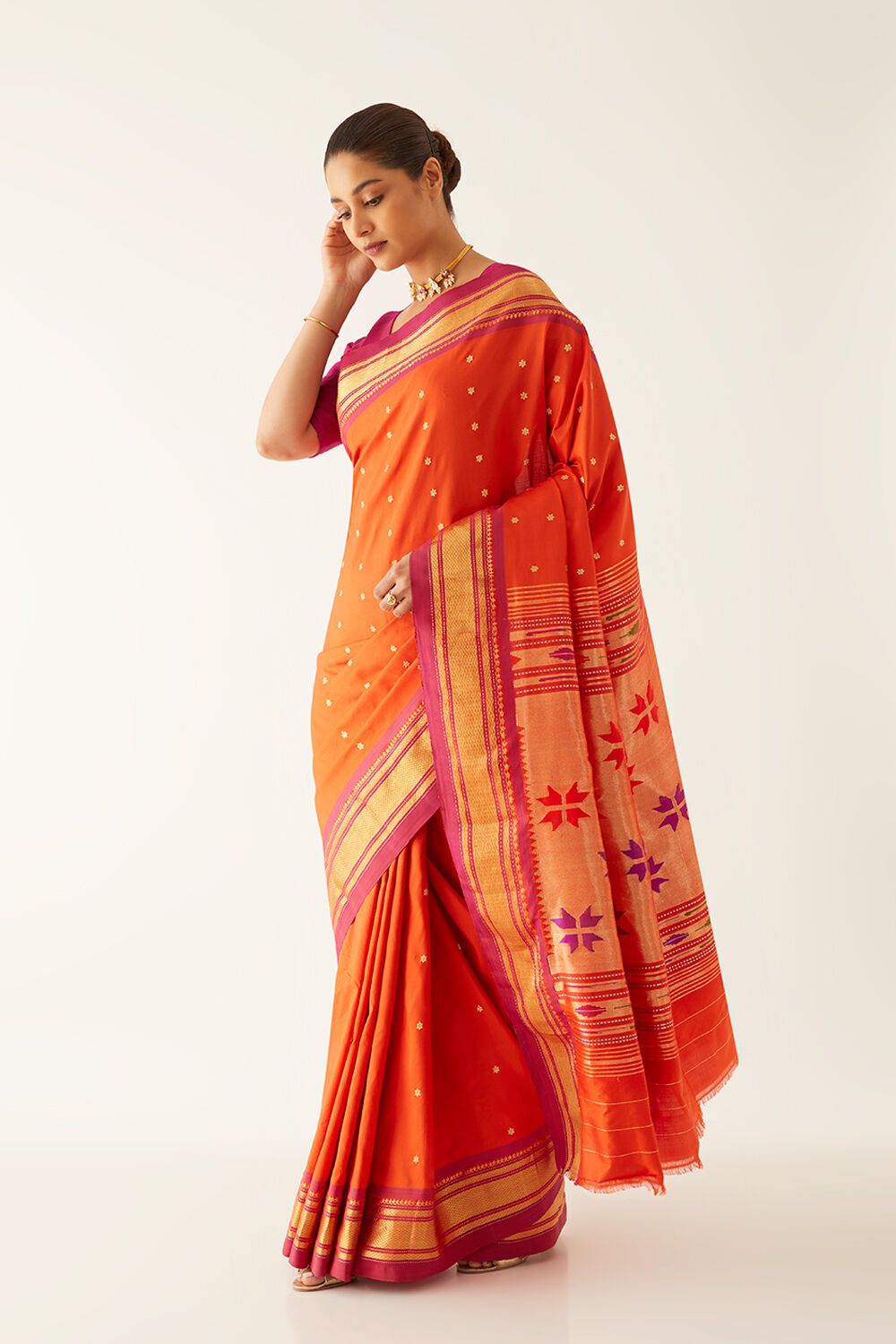 Orange Pure Silk Paithani Saree image number null