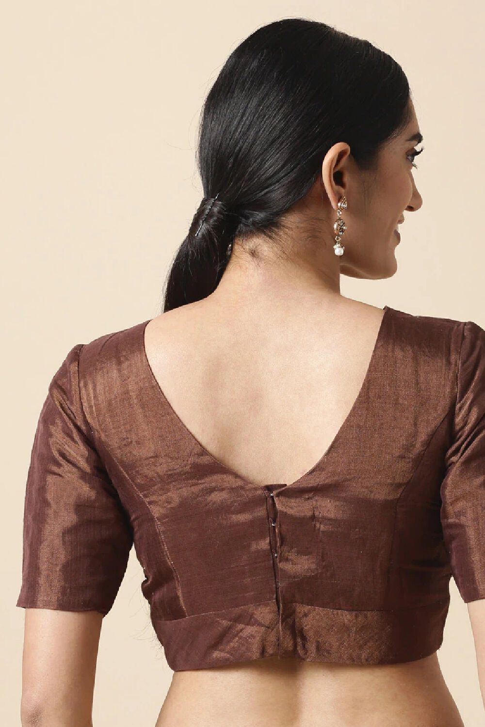Coffee Brown Tissue Cotton Blouse image number null