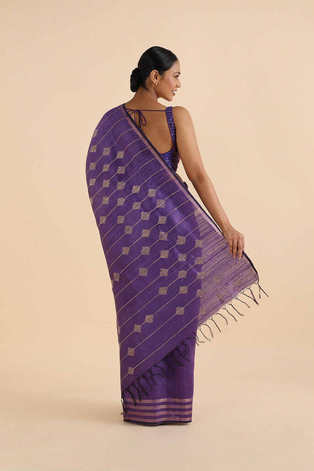 Violet Pure Tussar Silk Bhagalpuri Saree image number null