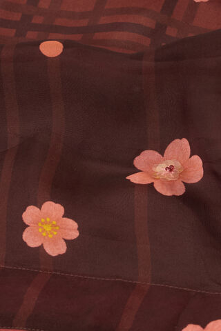 Brown Viscose Organza Embroidered Sequin Saree thumbnail image number null