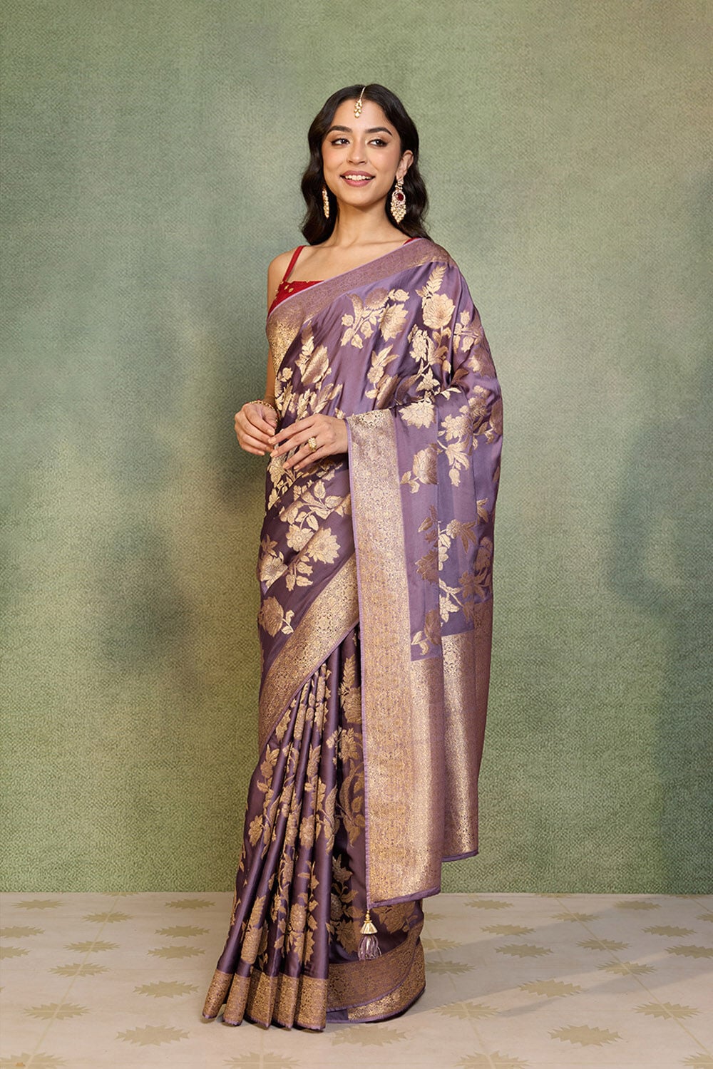 Light Violet Woven Viscose Satin Saree image number null