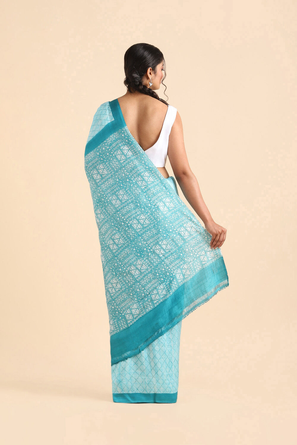 Light Pure Blue Silk Printed Saree image number null
