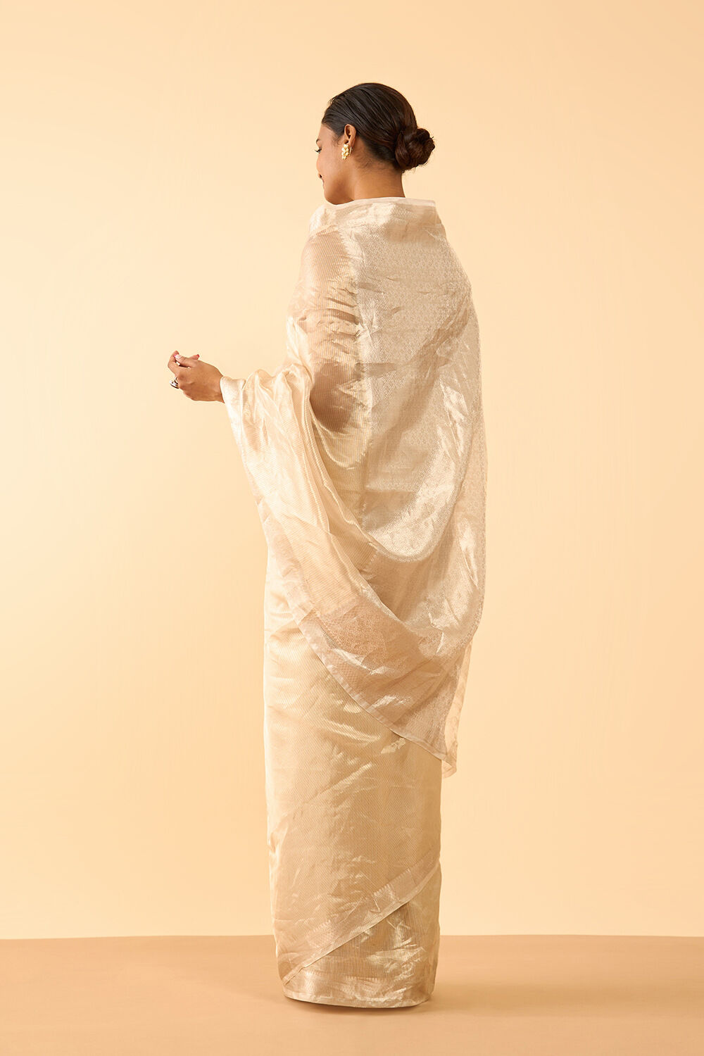 Off White Pure Tissue Organza Woven Banaras Saree image number null