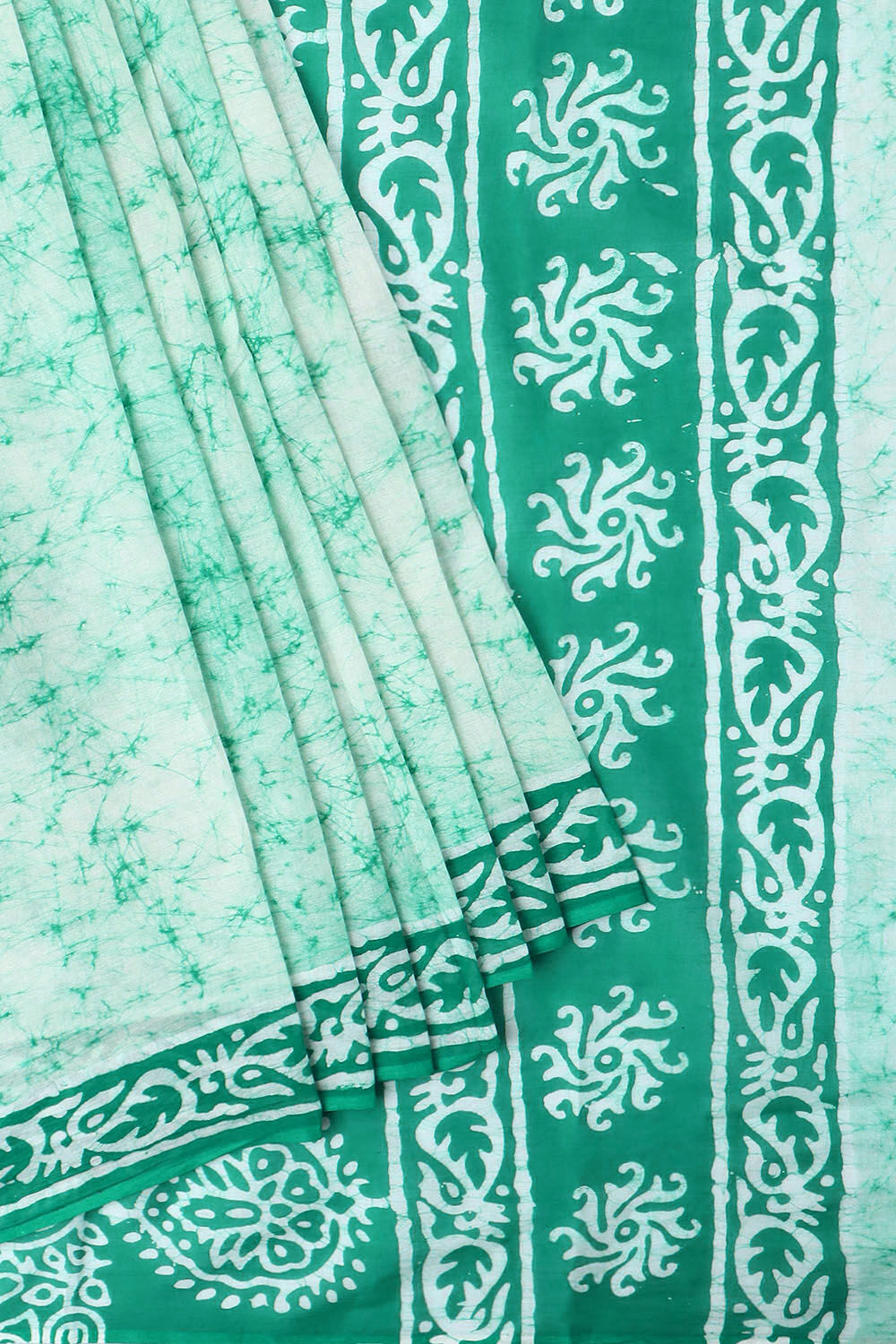 Light Green Pure Cotton Batik Saree image number null