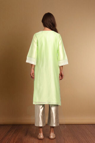 Light Green Pure Silk Cotton Embroidered Kurta thumbnail image number null