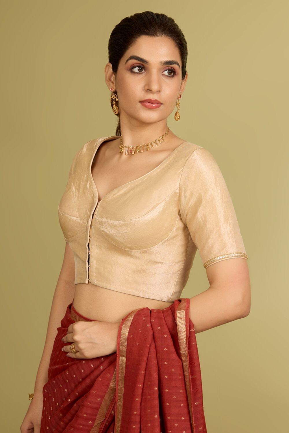 Gold Woven Tissue Blouse image number null