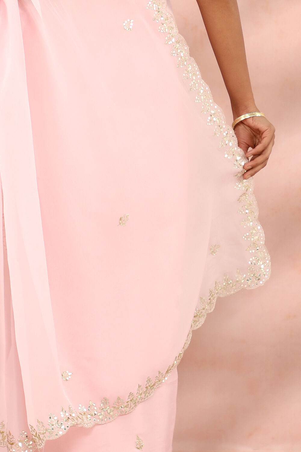 Light Pink Contemporary Viscose Organza Gota Patti Saree image number null